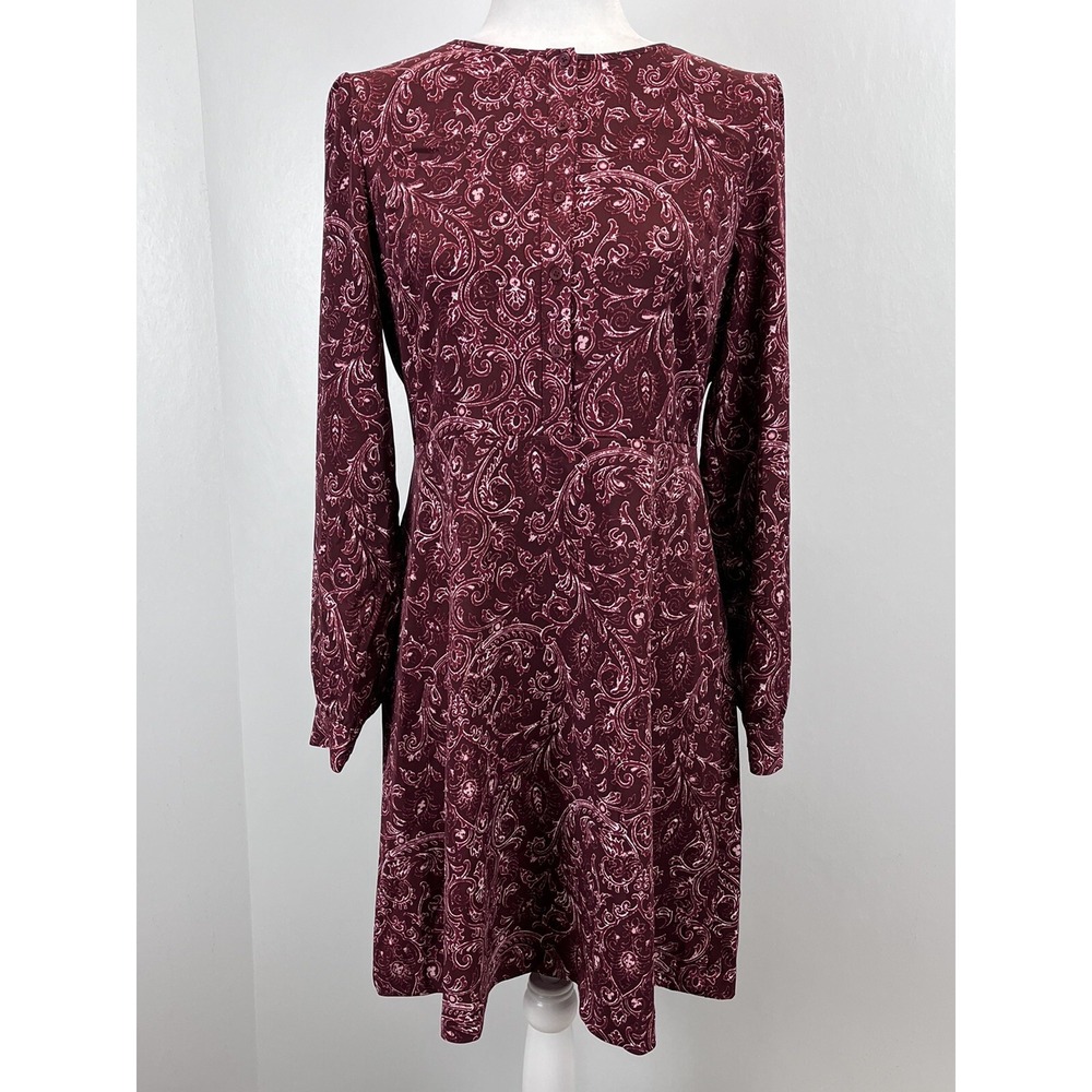 Loft Outlet Shirt Dress Sz 6 Womens Red Paisley Classic Long sleeve